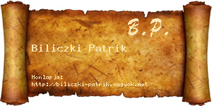 Biliczki Patrik névjegykártya